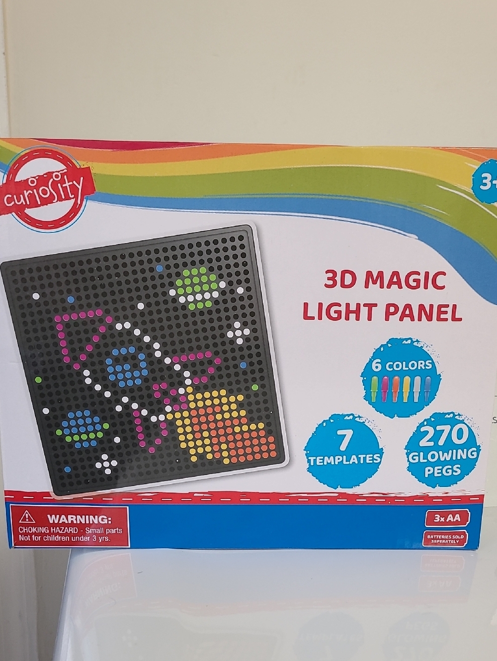 Curiosity 3D Magic Light Panel Kids Toy - Black with Multicolor Pegs